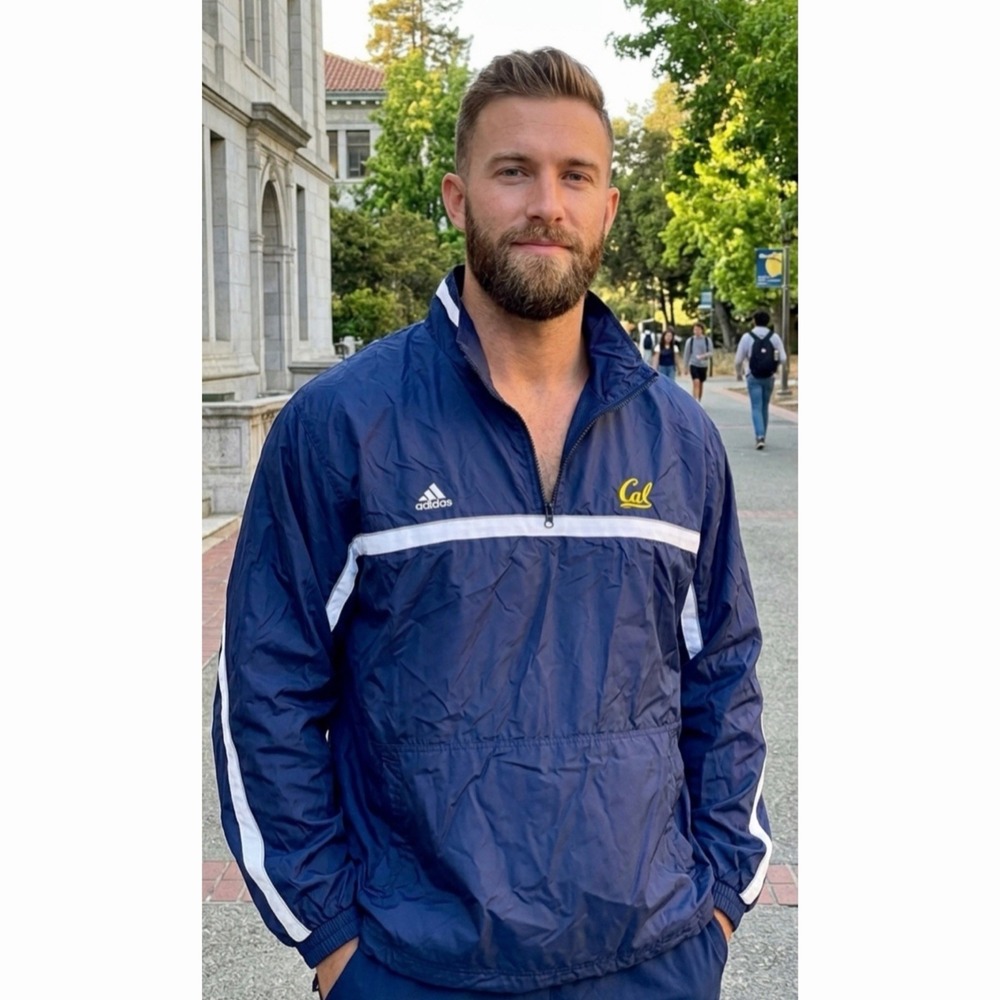 Adidas Cal Berkeley Golden Bears Windbreaker Jacket Men's 3XL Navy Blue Pullover